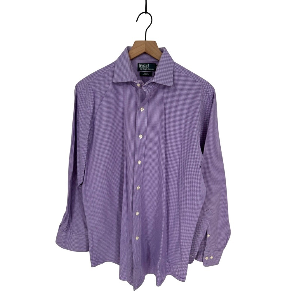 Polo Ralph Lauren Men's Plaid Long Sleeve Purple Button Down Shirt Size 16.5